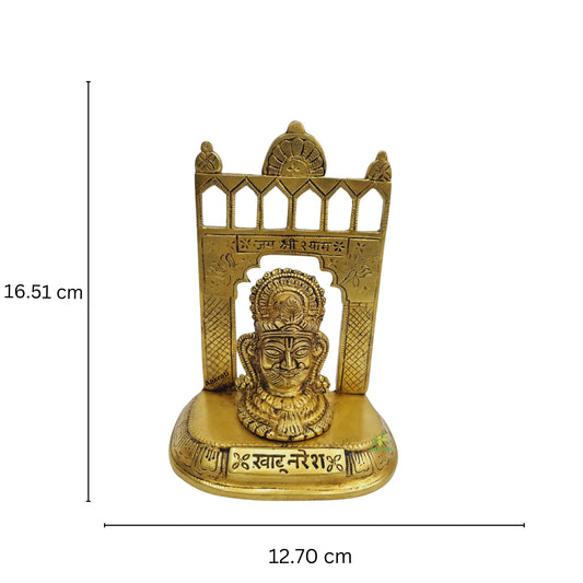 Aakrati Brass Handcrafted Statue of Khatu Shyam| Lord Khatu Shyam| Temple Decor (Yellow, 6.5inch )