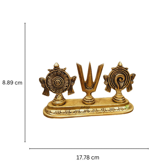 Aakrati Handcrafted Shankh Chakra Namah Puja Statue| Home & Temple Décor| Puja Essentials| Decorative Items (Yellow )