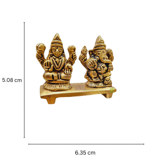 Brass Lord Laxmi Ganesh Small Statue for Home & Temple Decor Made By Aakrati Pure Brass Decorative Items