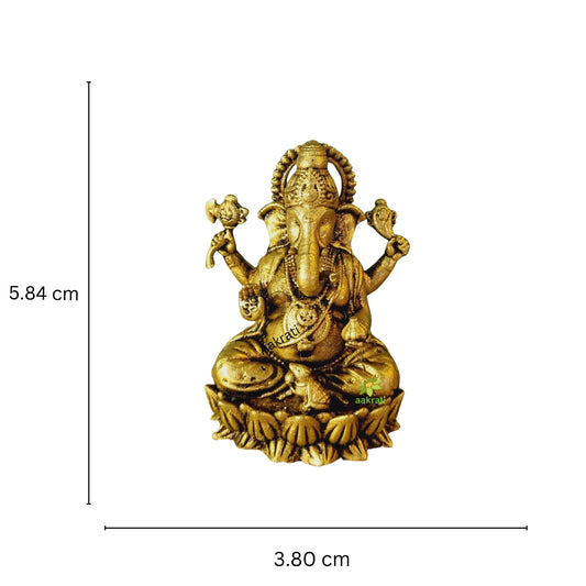 Exquisite Brass Ganesh Statue| Aakrati Brass Ganesh Made in Brass (Yellow, 2.3 Inch)
