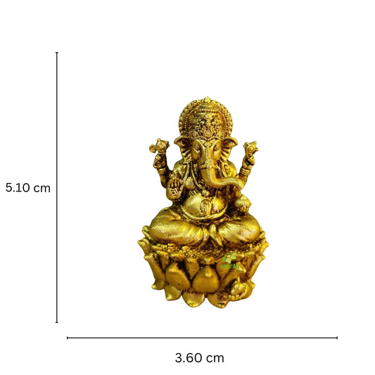 Aakrati Brass Ganesh Statue| Hindu Deity Sculpture| Decorative Items (Yellow, 2 Inch)