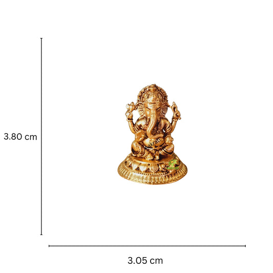 Ganesh Statue for Temple Made By Aakrati| Brass Ganesh Idol| Home Décor (Yellow, 1.5 Inch)