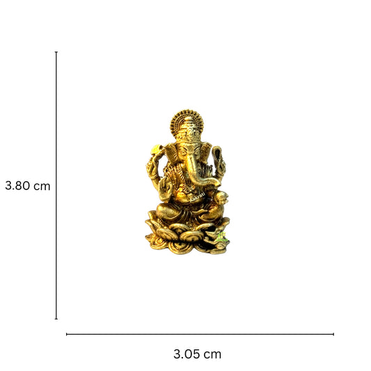 Lord Ganesh Brass Statue Made By Aakrati| Brass Décor| Ganesh Idol (Yellow, 1.1 Inch)