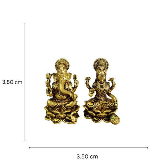 Brass Lakshmi Ganesh Set| Aakrati Brass Laxmi Ganesh Statue| Decorative Items (Yellow, 1.1 Inch)