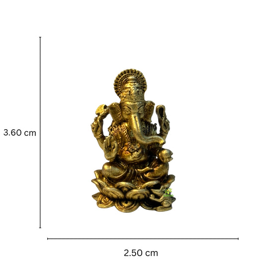 Ganesh Brass Statue By Aakrati| Brass Ganesh Sculpture| Decorative Items (Yellow, 1.4 Inch)