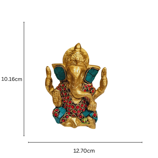 Brass Ganesh Statue with Stone Finish for home decoration