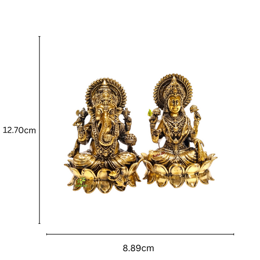 Aakrati Laxmi Ganesh Idol Made in Brass| Temple Décor| Brass Décor