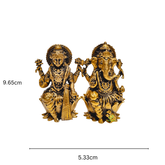 Brass Lakshmi Ganesh Pair| Divine Sculptures for Wealth and Harmony