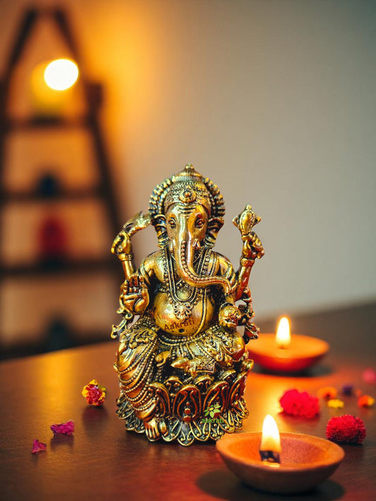Brass Ganesh Sculpture| Lord Ganesh Idol Made By Aakrati| Decorative Items