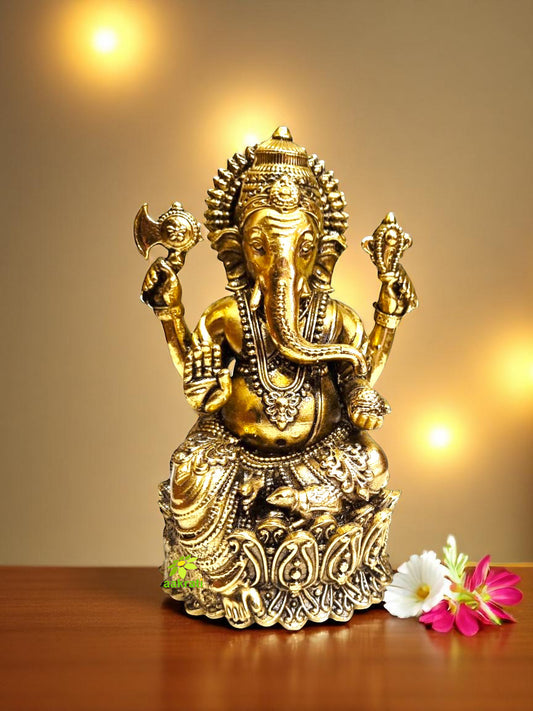 Brass Ganesh Statue| Symbol of Wisdom and Prosperity Made By Aakrati