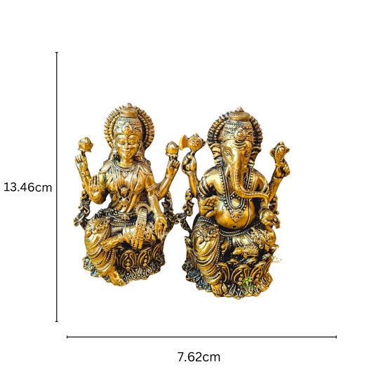 Brass Lakshmi Ganesh Pair| Divine Sculptures for Wealth and Harmony| Made By Aakrati