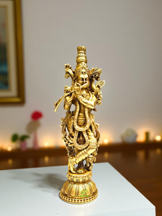 Aakrati Brass Murli Krishna Statue - Brass Krishna Idol Murti Statue Sculpture
