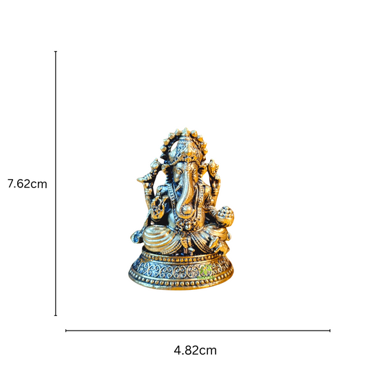 Aakrati Brass Handcrafted Mini Ganesh Statue for Car Dashboard |God Ganesh Murti | |Ganpati Idol|