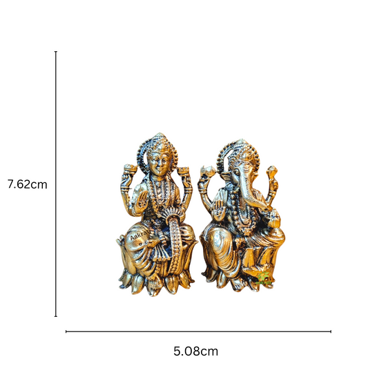 Brass Lord Laxmi Ganesh Small Statue for Home & Temple Decor Made By Aakrati Pure Brass Decorative Items