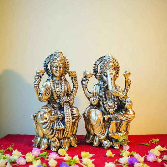 Brass Lord Laxmi Ganesh Small Statue for Home & Temple Decor Made By Aakrati Pure Brass Decorative Items
