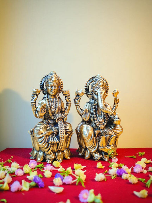 Brass Lord Laxmi Ganesh Small Statue for Home & Temple Decor Made By Aakrati Pure Brass Decorative Items