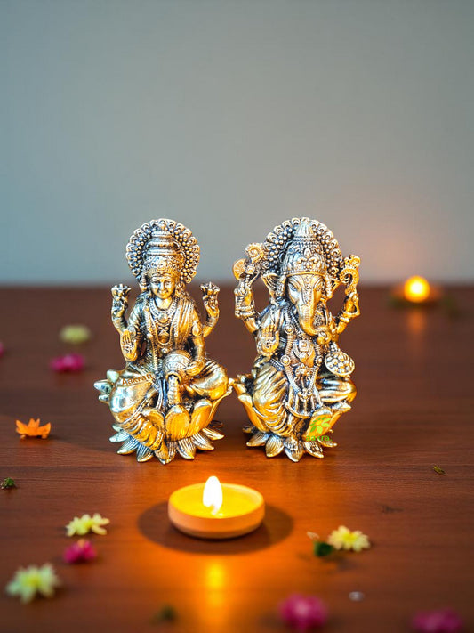 Aakrati Brass Laxmi Ganesh Idol for Diwali Pujan| Home & Temple Décor| Decorative Items| Puja Essentials