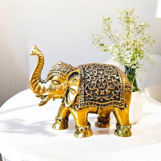 Brass figure of metal elephant for home and office decor