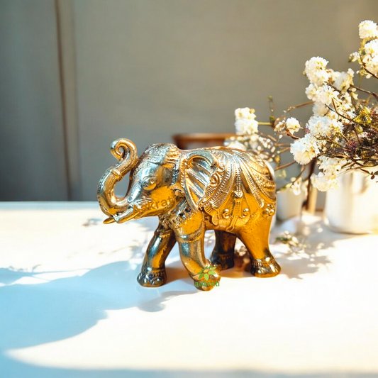 Aakrati Brass Small Elephant Statue for Home| Decorative Items