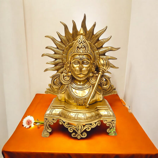 Hanuman ji Statue in brass with yellow finishing for Home decor