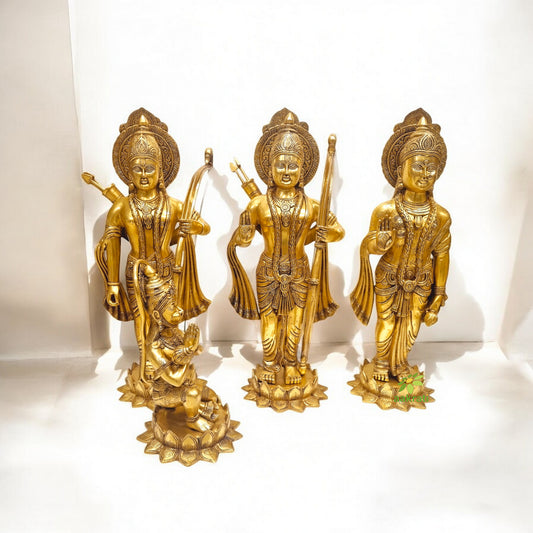 Brass Ram Darbar Family Standing Religious Decor Statue| Brass Idols ( Height 26 inch)