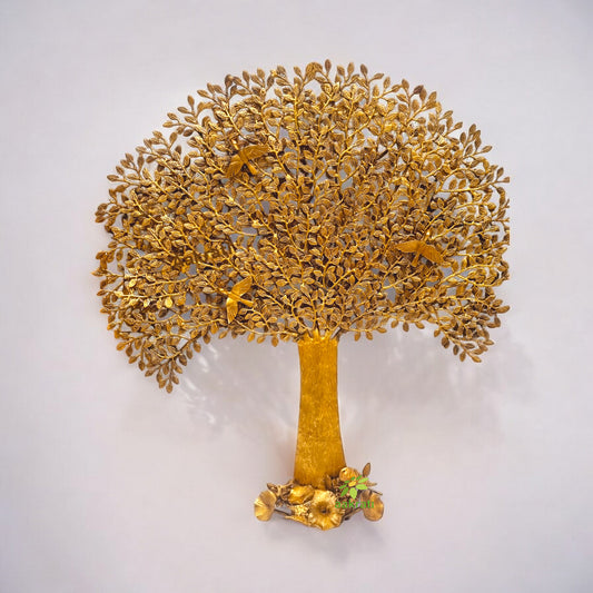 Aakrati Brass Tree of life with root and branches in yellow finishing for home and wall decoration