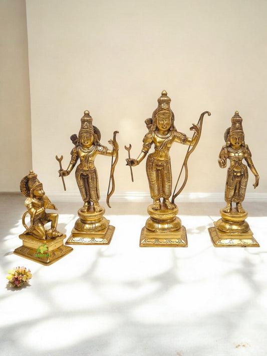Premium Brass Ram Darbar Statue | Ideal for Gifting & Worship | Ram Darbar Brass Idol ( Yellow, 18 inch)