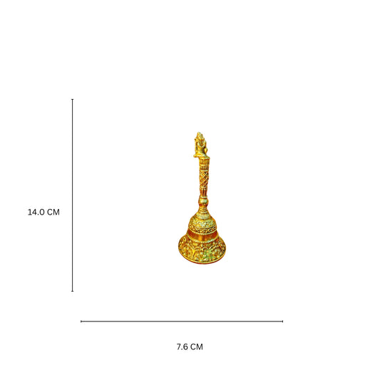 Pure Brass Hand Bell for Temple |Light Weighted  Pooja Ghanti for Aarti & Daily Worship | Brass Aarti Bell with Handle (Yellow, 5.5 Inch)