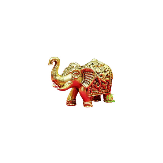 Light Weighted Pure Brass Elephant Statue | Feng Shui & Vastu Decor for Home & Office | Handcrafted Brass Elephant Figurine (Yellow, 2 Inch)