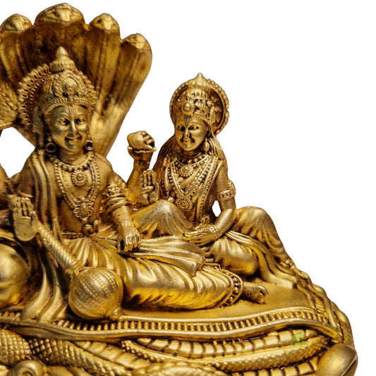 Light Weighted Brass Vishnu Laxmi Idol for Temple | Traditional Puja Murti for Home & Office | Spiritual Decor for Mandir & Gifting (Yellow, 2 Inch)