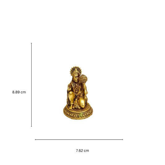 Pure Brass Hanuman Idol for Temple | Bajrangbali Murti for Home Puja & Mandir Decor | Traditional Puja Idol for Daily Rituals (Yellow, 3.5 Inch)