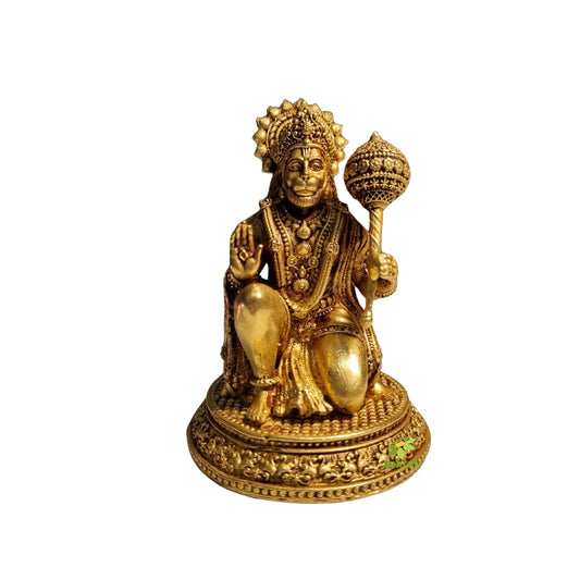 Pure Brass Hanuman Idol for Temple | Bajrangbali Murti for Home Puja & Mandir Decor | Traditional Puja Idol for Daily Rituals (Yellow, 3.5 Inch)