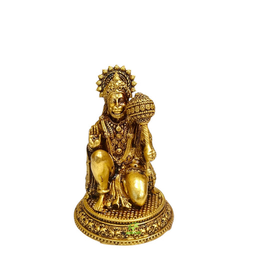Pure Brass Hanuman Idol for Temple | Bajrangbali Murti for Home Puja & Mandir Decor | Traditional Puja Idol for Daily Rituals (Yellow, 4 Inch)