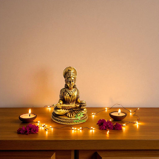 Brass Annapurna Idol for Puja Room | Brass Maa Annapurna Murti for Home Temple | Spiritual Idol for Daily Pooja (Yellow, 2.5 Inch)