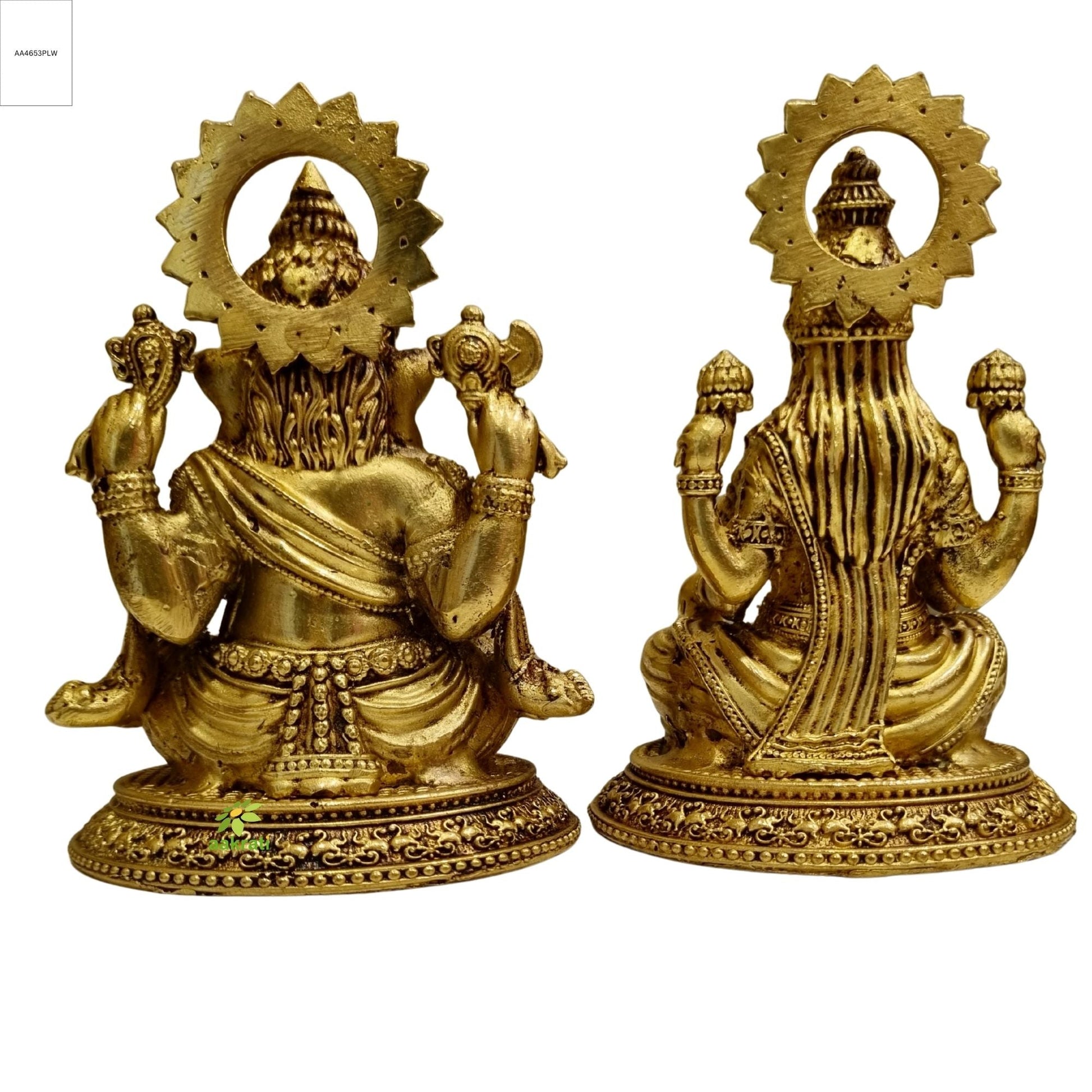 Light Weighted Lakshmi Ganesh Brass Idol Set | Temple Decor Statue for Daily Worship & Festivities | Temple Decor Statue for Daily Worship & Festivities (Yellow, 4.5 Inch) Aakrati