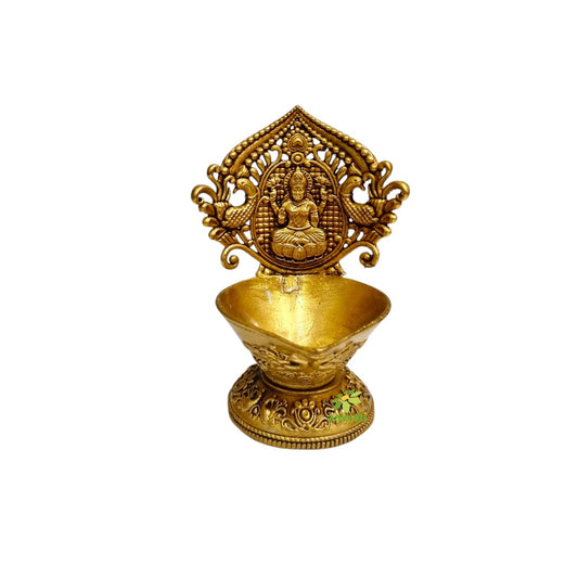Brass Diya for Diwali, Pooja & Gifting | Elegant Oil Lamp for Hindu Religious Ceremonies | Brass Laxmi Diya (Yellow, 4.5 Inch)