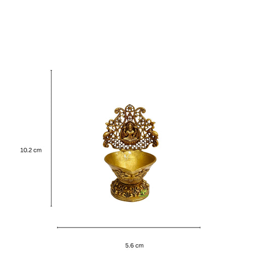 Brass Deepak for Aarti & Temple Use | Brass Laxmi Diya | Traditional Indian Diya Lamp for Spiritual Rituals & Gifting (Yellow, 4 Inch)