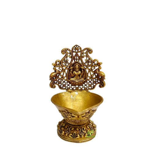 Brass Deepak for Aarti & Temple Use | Brass Laxmi Diya | Traditional Indian Diya Lamp for Spiritual Rituals & Gifting (Yellow, 4 Inch)