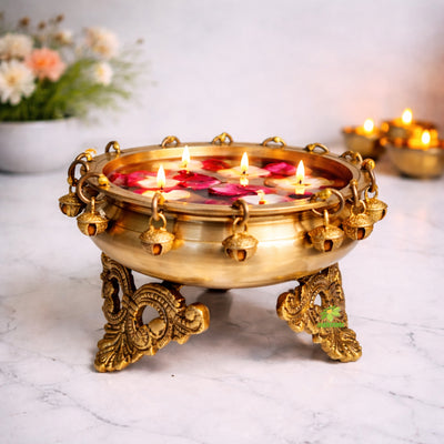 Handcrafted Brass Urli for Decoration | Brass Urli for Diwali & Festive Gifting | Brass Urli (Yellow, 4.5 Inch)