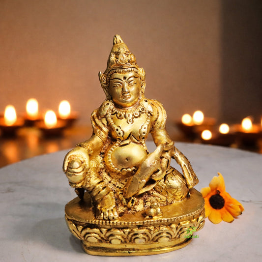 Brass Kuber Idol | Ideal for Daily Worship & Festivals | Brass Kuber Idol for Diwali Gifting (Yellow, 5.9 Inches)