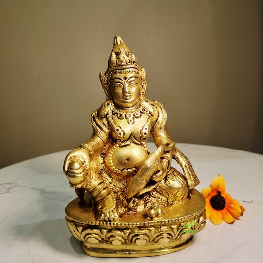Brass Kuber Idol | Ideal for Daily Worship & Festivals | Brass Kuber Idol for Diwali Gifting (Yellow, 5.9 Inches)