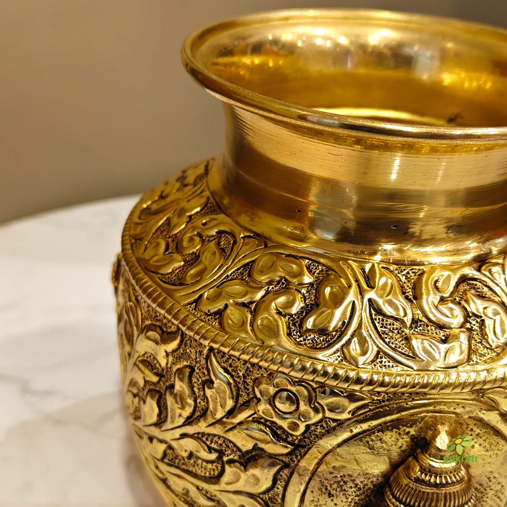 Brass Tirupati Balaji Mukha Puja Kalash | Spiritual Puja Pot for Mandir & Temple | Balaji Puja Kalash (Yellow, 5 Inches) Aakrati