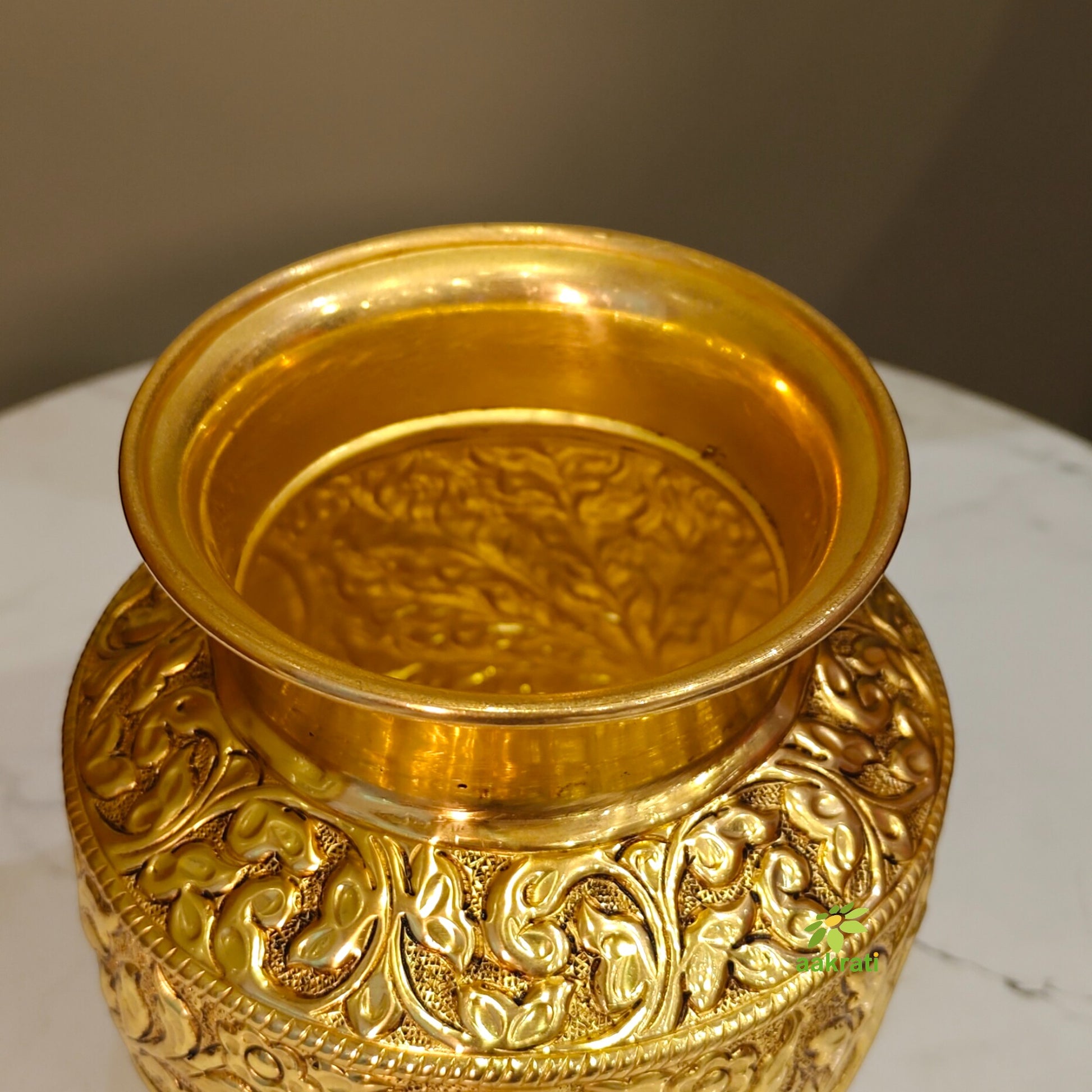 Brass Tirupati Balaji Mukha Puja Kalash | Spiritual Puja Pot for Mandir & Temple | Balaji Puja Kalash (Yellow, 5 Inches) Aakrati
