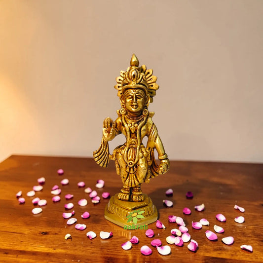 Handcrafted Brass Radha Murti | Divine Hindu Goddess Idol for Pooja & Spiritual Décor (Yellow, 5 Inches)