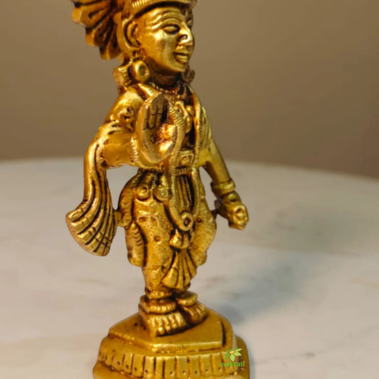 Handcrafted Brass Radha Murti | Divine Hindu Goddess Idol for Pooja & Spiritual Décor (Yellow, 5 Inches)