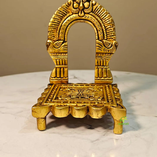 Brass Singhasan for God Idol | Decorative God Seat for Temple & Gifting | Traditional Brass God Singhasan (Yellow, 5 Inches)