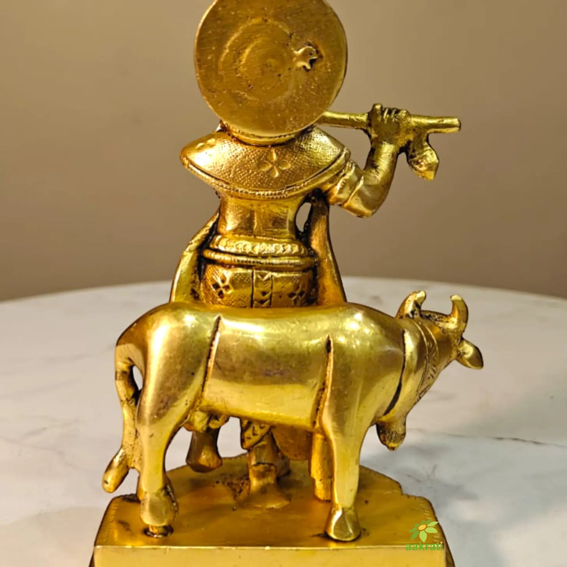 Brass Krishna Cow Murti - Ashopi