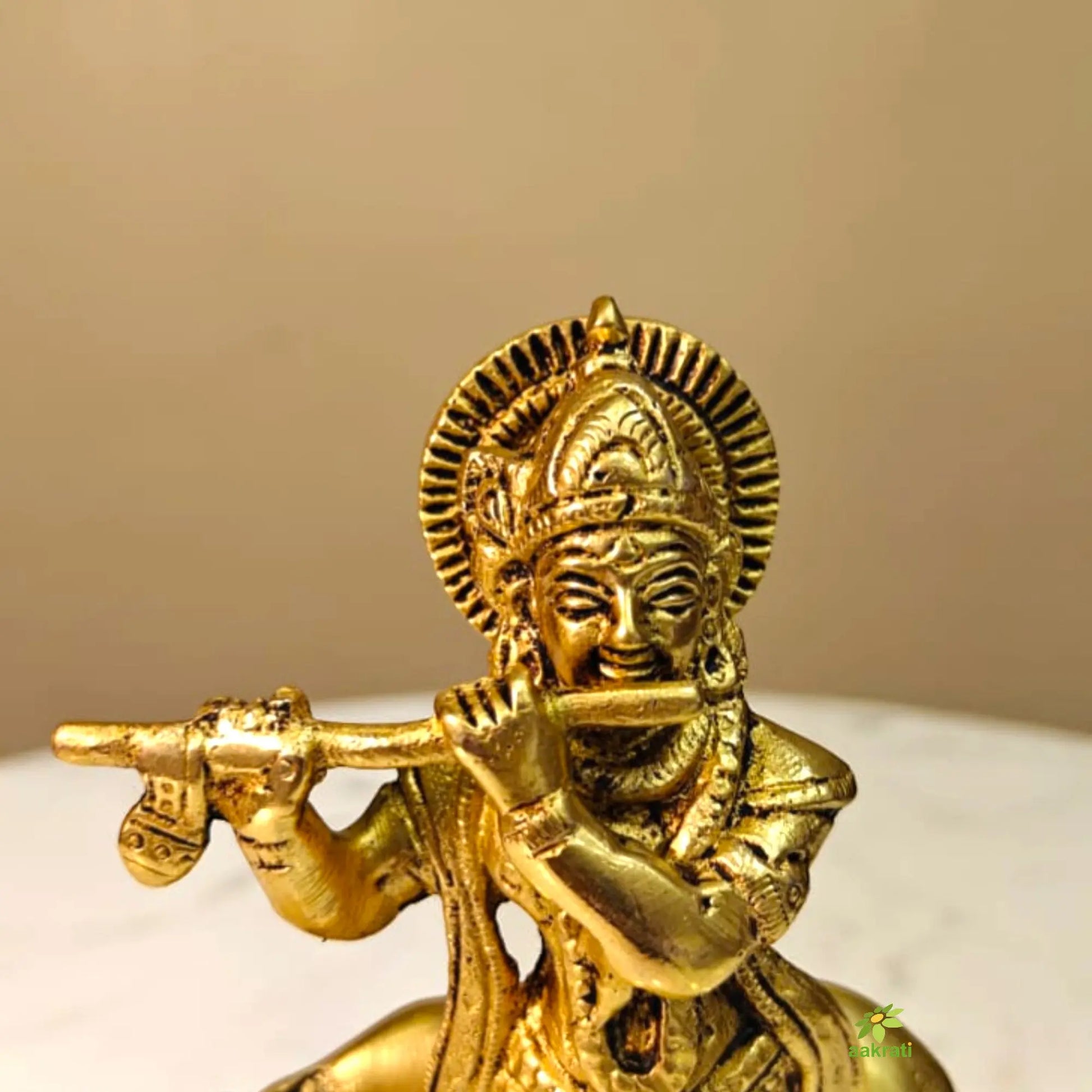 Brass Krishna Cow Murti - Ashopi