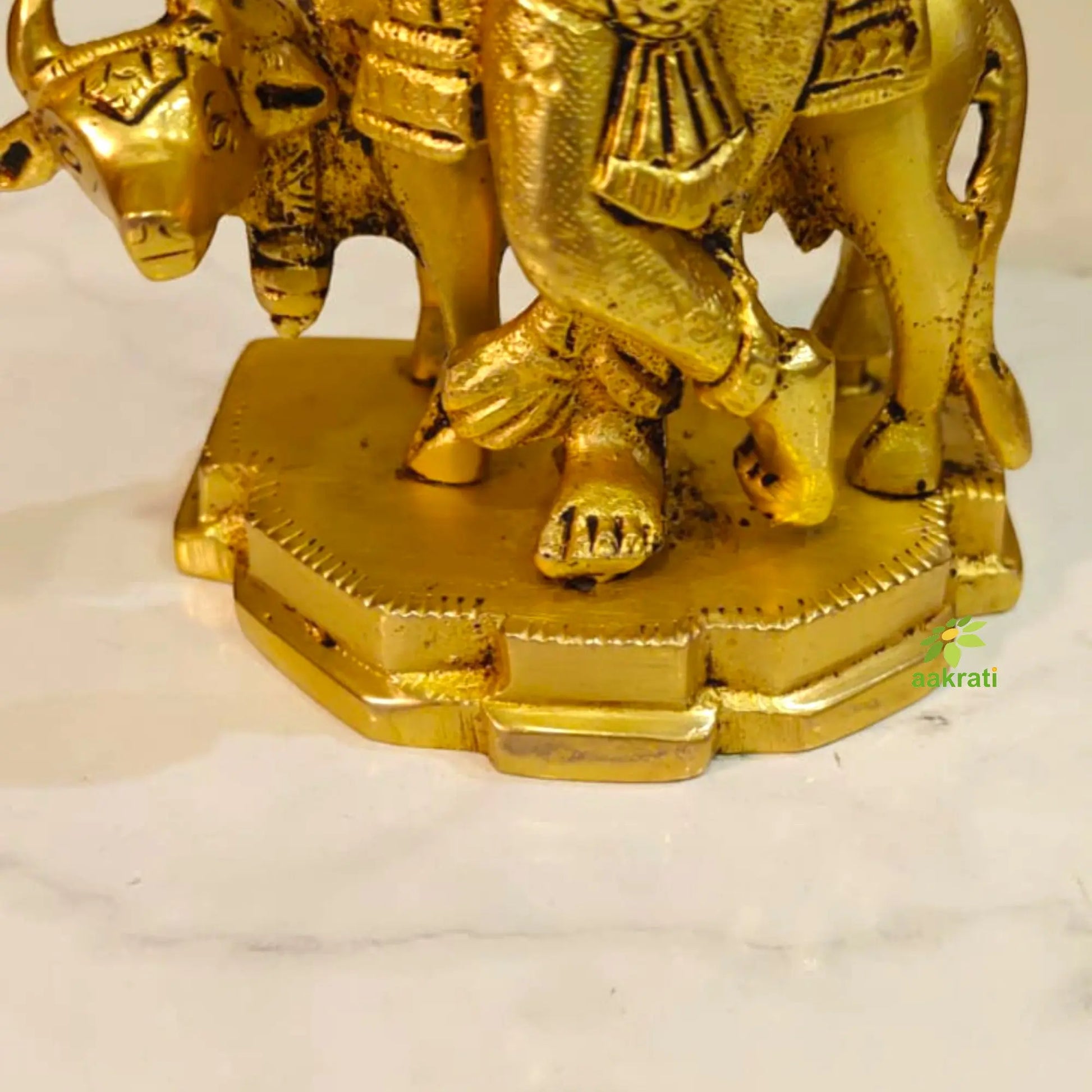 Brass Krishna Cow Murti - Ashopi
