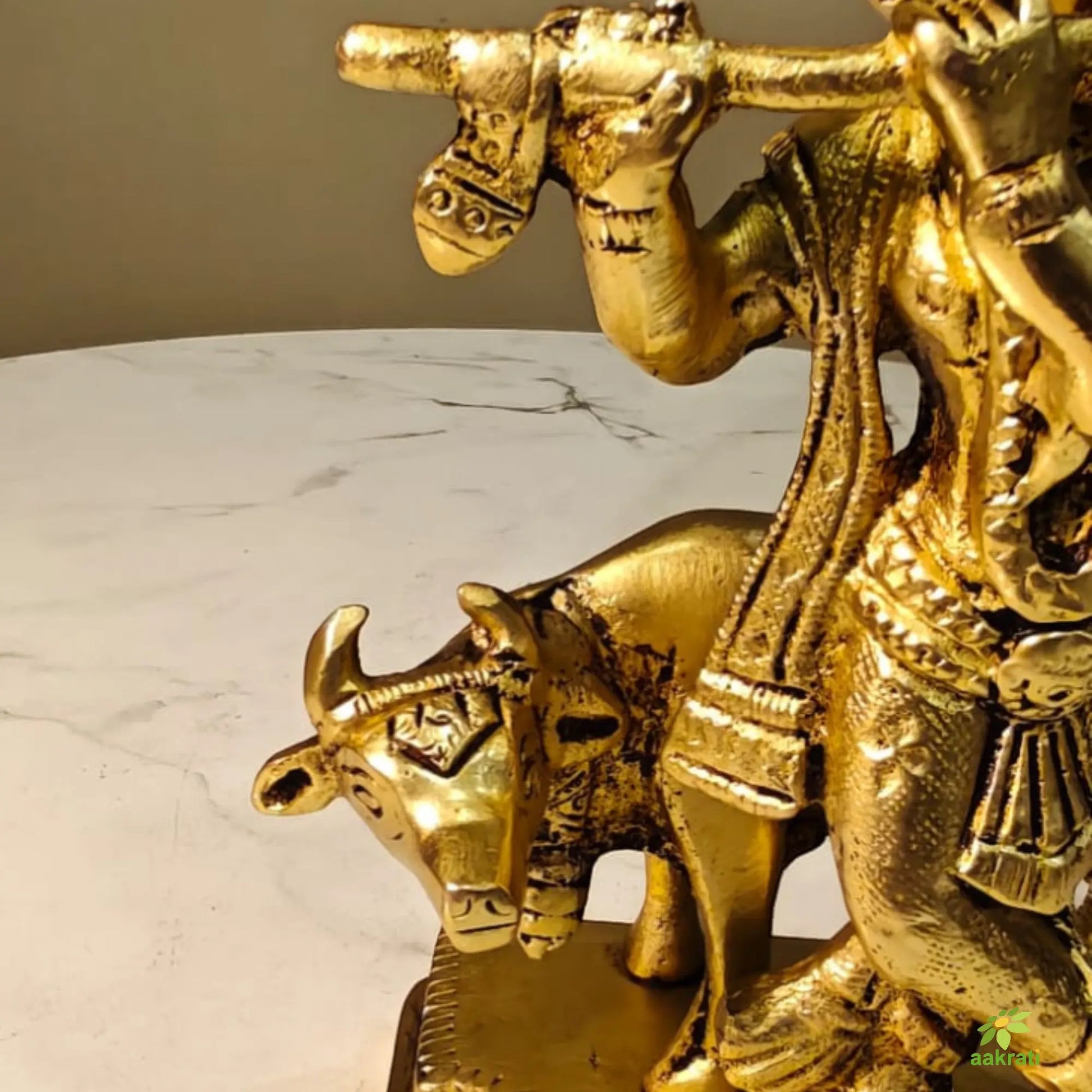 Brass Krishna Cow Murti - Ashopi
